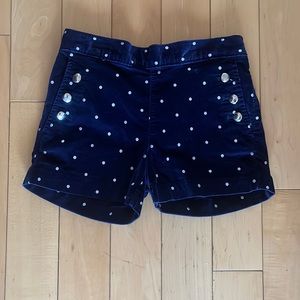 Navy Velvet Size Large Girls GAP Shorts With Silver Dots